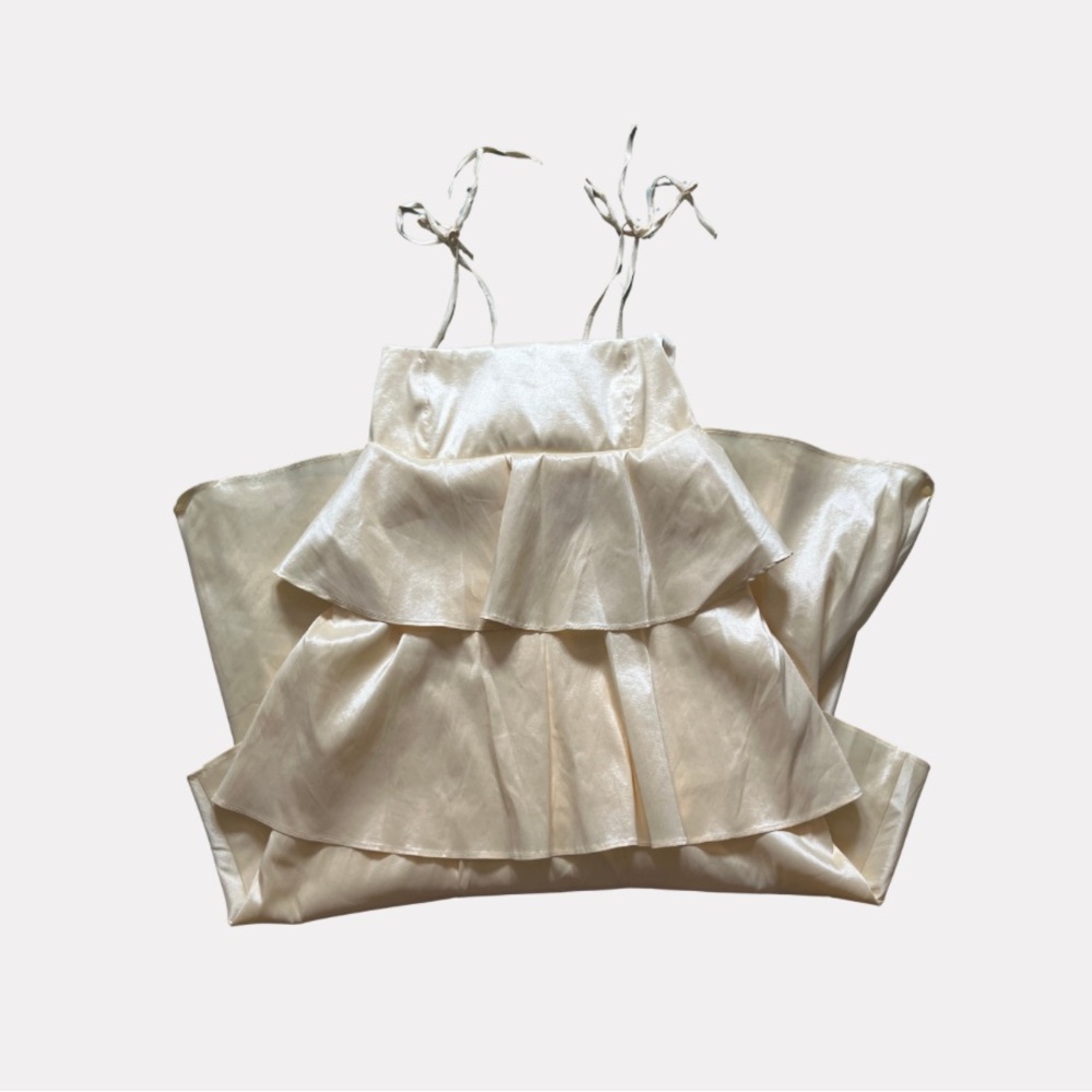 Show Me Your MuMu Meet Cute Pale Yellow Taffeta Dress XL - Picture 6 of 8